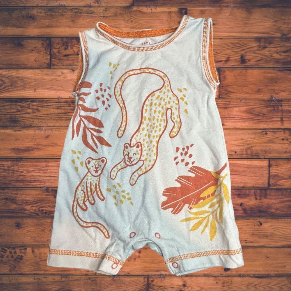 5 for $25🔥Cat & Jack Cheetah Graphic Print‎ Shortall Romper Newborn